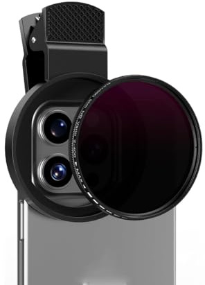 Exogio Filtre ND 52 mm pour téléphones, ND2 à ND400, filtre polarisant variable à clipser avec pince d'objectif, filtre polarisant pour appareil photo de téléphones, téléphones portables et