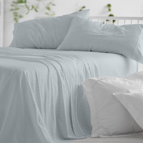 Burrito Blanco | Juego de Sábanas Franela 100% Algodón Cama 150 Océano | 3 Piezas: Bajera, Encimera y Funda Almohada | Sábanas Invierno Cálidas Estampadas | Tacto Suave | Transpirable