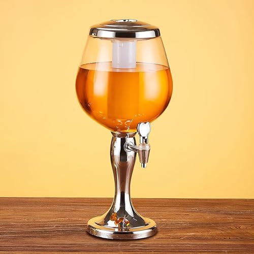 Dispensador de Cerveza Dispensador de Cerveza de Sobremesa con Torre de Mimosa, Dispensador de Cerveza Transparente con Tubo Enfriador y Grifo, Dispensador de Bebidas para Fiestas(Sliver)