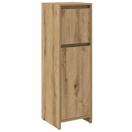 Mokuyary Badskåp Artisan-ek 30 x 30 x 95 cm, trämaterial, badrumsskåp med låda och dörr, badrumsbyrå, förvaringsskåp för badrum, kök, vardagsrum, hall