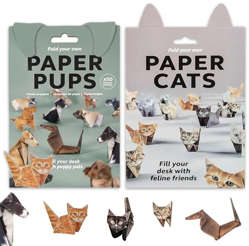 YIQILAIYA 100 piezas Gato y Perro Diy Papel Origami Animal Kit, Kit de Papel de Gato 3D Kit de Papel Plegable Creativo para Niños y Adultos Aplicable Amigos Familia Expresar Sentimientos