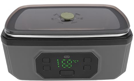 Hamwesh Eléctrica, Calentador de Alimentos Portátil Inalámbrico de 50 W y 16 L, Alimentado por Batería con Calentamiento Rápido, Acero Inoxidable para Comidas de Viaje de Oficina (1600ML)