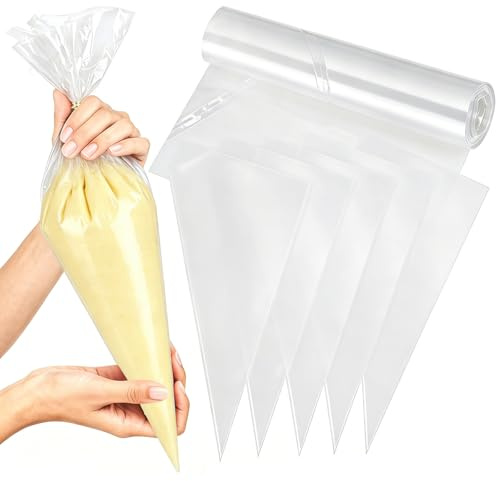 YINKIGI 21 Inch Large Piping Bags Disposable Thickened, 30 Pack, Clear | Anti-Burst Icing Piping Bag Non-Slip, Food Grade Pastry Roll for Cake Cookie Decorating, Ideal for Professional & Home Bakers