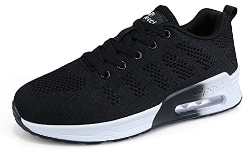 Sportskor för kvinnor andningsbara luftkudde sneakers mode sport gym jogging tennis fitness träningsskor, Svart - A* svart - 38 EU