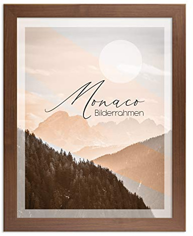 BIRAPA Monaco Bilderrahmen Holz 40x60 cm Nussbaum Dunkel - Wechselrahmen Bilderrahmen Plexiglas - für Fotos, Bilder & Poster