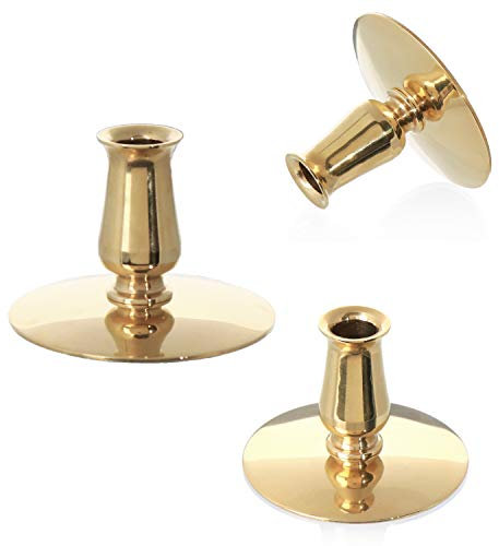 NKlaus 3x Candelabro Latón dorado Velas de altar finas Velas de cera de abeja hasta Ø0,9cm Candelabro de boda 6730