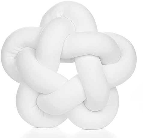 Wadser Star Shaped Knotted Pillow Soft Plush Throw Pillow Nordic Style Knot Room Decor for Home Office Sofa Couch Bed (White 12.59 in)