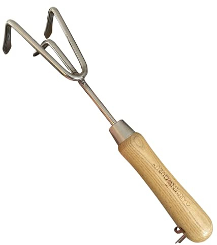 Garden Guru Eco Hand Cultivator Rake Tiller Tool- 100% Recycled Stainless Steel - Rust Resistant - FSC Certified Wood Ergonomic Handle - Great for Gardening Cultivating Loosening Weeding