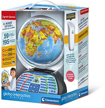 Clementoni - Exploramundo Digital, Globo terráqueo Bola del Mundo interactiva Infantil, 7 años, Multicolor (55387)