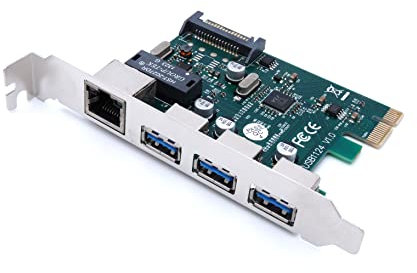Computer District - Scheda di rete a 1 porta ETHERNET RJ45 Gigabit + 3 porte USB 3.0 - PCI Express X1 - (PCI-E Pcie) - Chipset RTL8153 + VL805