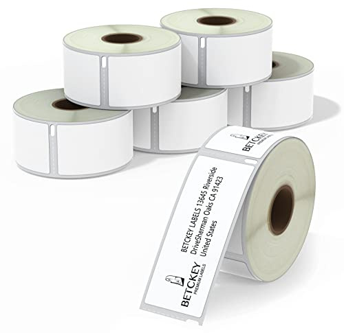 BETCKEY - 6 Rollen Ablösbar Adressetiketten (Groß) Kompatibel mit DYMO 99012, 36mm x 89mm, 1560 Selbstklebende Etiketten für LabelWriter 450, 4XL NICHT passend 550 oder 5XL