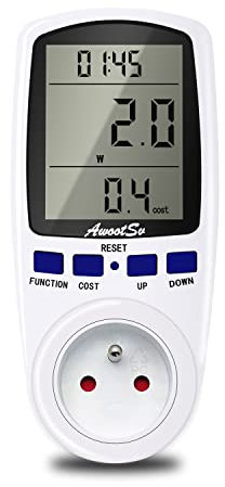 Awootsv Doppia Tariffa Contatore di Consumo Elettrico, Misuratore di Energia Wattmetro Presa Consumo Elettrico, Tariffa singola