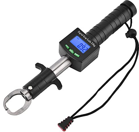Pince à lèvres de poisson avec balance de poids numérique et mètre ruban, support de pince 3 en 1, outil de pêche portable, 25 kg max.