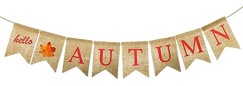 HELLO AUTUMN Burlap Banner Linen Letter Hanging Festival Thanksgiving Party Bunting Decorations for Autumn Decoration Fall Harvest Home Indoor Decor A3QTLQ