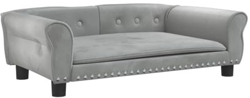 vidaXL Hundebett, Hundekissen mit weicher Polsterung, Hundesofa Hundecouch für kleine Hunde Haustiere, Haustierbett Katzenbett, Hellgrau Samt