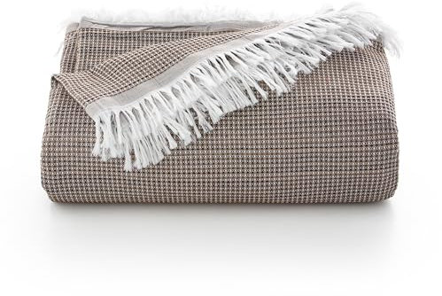 GAMUSI Plaid multifonction pour lit et canapé. Plaid - Couvre-lit en coton doux et respirant nid d'abeille - 180 x 140 cm, café