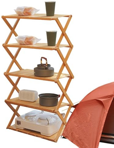 Fulenyi Faltbares Pflanzenständer-Holzregal, faltbares Holzregal | Mehrschichtiges, zusammenklappbares Präsentationsregal - Badezimmerregal aus für Hof, Garten, Terrasse, Balkon, Schlafzimmer