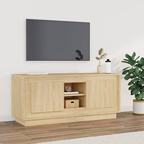 Mengtu Mobili Mobile Porta TV Rovere Sonoma 102x35x45cm in Legno Multistrato, Mobile Porta TV, Mobiletto Basso per TV Tavolino da Salotto Supporto TV per Salotto Decor per Casa