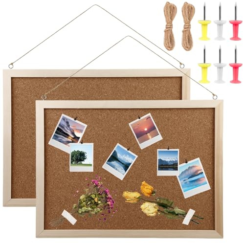 Korkwand Pinnwand Klein: PRITOK 2 Stück 30 * 40 cm Pinnwand Kork, Pinwand mit Holzrahmen, Memoboard Korkwand Auf beiden Seiten Erhältlich für Küche und Büro, Schule, Haus und Kinderzimmer