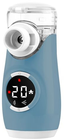 HITHINKMED Aerosol Portatile Silenzioso, Macchina Aerosol Ultrasuoni Adulti e Bambini, 2 Modalità Regolabili, USB-C Ricaricabile con Display Digitale e Funzione di Pulizia Automatica Inalatore a Rete