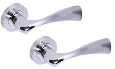 Hunta HANDLEZONE® Volans Premium Lever On Round Rose Door Handles, Internal Passage Latch Handles, 1 Set - Dual Finish Polished/Satin Chrome