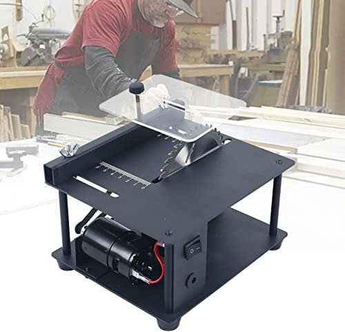 XCSCUK Sierra eléctrica de Banco, pequeña máquina cortadora de carpintería, Sierra de Mesa portátil Modelo de Madera Hecha a Mano, ángulo de Velocidad Ajustable
