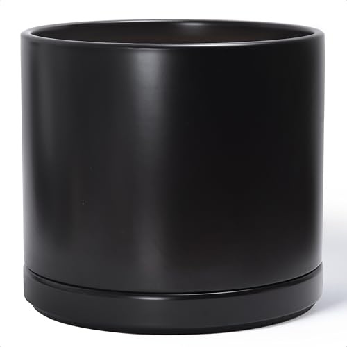 D'vine Dev 14 Inch Ceramic Planter Pot, Black, 94-O-G-2