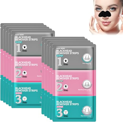 HASAIKA® pormaskborttagare, remsor, pormaskar, näsremsor, pormaskborttagningsset 3 steg, tar effektivt bort pormaskar och finnar och minskar porerna. 10 stycken