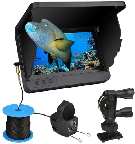 Fish Camera with Enhanced Low-Light Vision,Ultra-Wide Lens Underwater Fish Finder for Ice, Lake Offshore Angling, 10000mAh IP68 Waterproof Underwater Camera for Fishing, 7-Inch Display