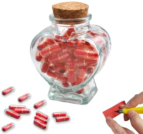 KQDRAVINE Cápsula de Mensaje en Una Botella de Vidrio, Amistad Cápsula Carta Amor Papel Mensaje Kawaii Para el Día de San Valentín Cumpleaños Aniversario Boda
