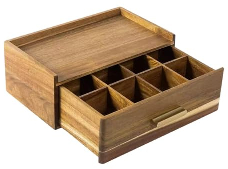 Organiseur de Sachets de Thé en Bois, Boîte de Rangement pour Sachets de Thé, Tiroir Boîte de Rangement, Boite de Rangement Cuisine, Support de Sachets de Thé, pour Sachets de Thé, Café, Infusion