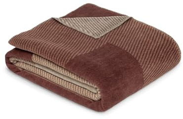 Ibena Sintra Decke 150x200 cm - Baumwollmix weich, warm & waschbar, Kuscheldecke braun