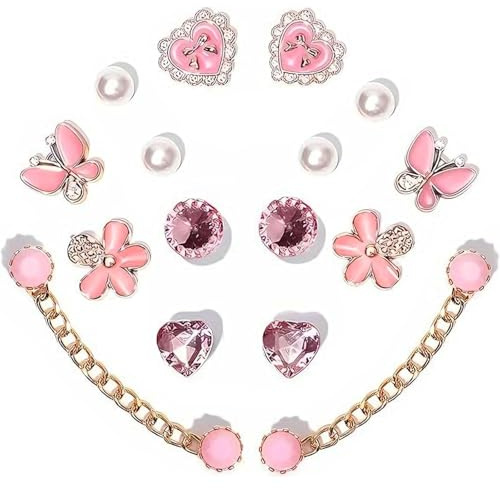 JOOTUEPO 16 Piezas Encantos Cristal Clog Adornos para Sandalias de Zueco, Accesorios de Flores de Zapato, Decoraciones de Zapatos de Bricolaje, Adornos de Zapatos para Niñas Mujeres