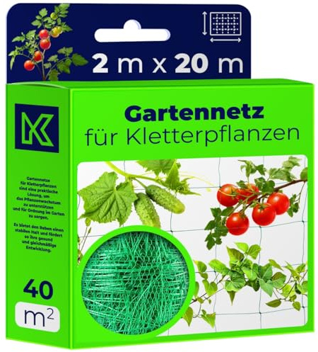 KADAX Ranknetz für Kletterpflanzen, 2 x 20 m, Pflanzennetz mit großer Maschenweite, Rankhilfe für Gurken & Tomaten, Gurkennetz, Tomatennetz, Pflanzen Netz