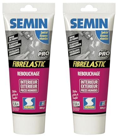 SEMIN Enduit de Rebouchage Élastique Fibrelastic 2 x 300 gr – Fissures Vivantes Mur & Plafond, Enduit Fibre de Verre Intérieur/Extérieur, Rebouchage Flexible Multi-Supports, Qualité Professionnelle