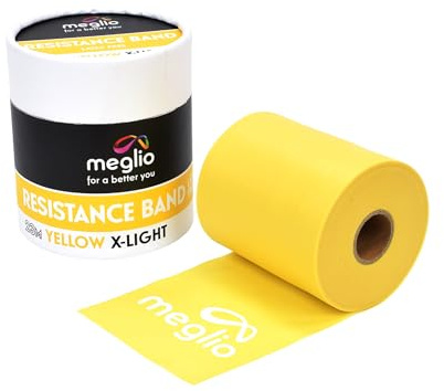 Meglio Banda de Resistencia sin Látex– Rollo de 23 metros. Variedad en resistencia - Cinco niveles desde extra suave hasta extra fuerte. Para fisioterapia y rehabilitación, deportistas, yoga y pilates