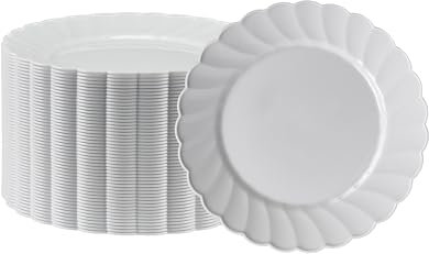 Premium Hard Plastic Round White Plates – 50 x 6” -Washable & Reusable - Party Supplies For Birthdays, Celebrations, Buffets, Fiestas, Catering & More