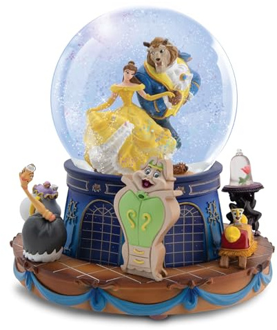 The Bradford Exchange Disney Beauty and The Beast Musical Snow Globe, Rotating Base with Movie Characters, Collectible Glitter Globe