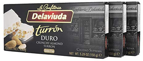 Delaviuda Turrón crujiente de almendras Turrón - (paquete de 3) con bolsa de almacenamiento rápido