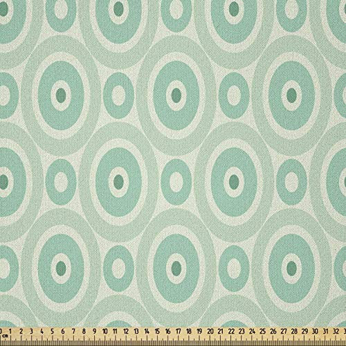 ABAKUHAUS Minze Stoff als Meterware, Kreise Vintage Pastell, Microfaser Stoff für Dekoratives Basteln, 1M (230x100cm), Hellgrün und