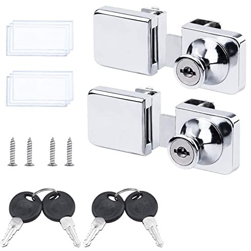 INCREWAY 2 serrature quadrate in lega di zinco per mobili, vetrina, vetrina, con chiavi per porte in vetro da 5 a 8 mm