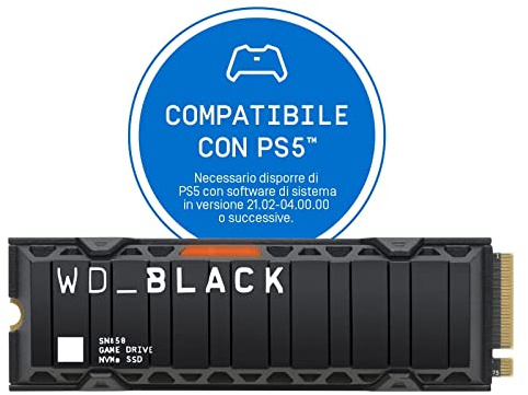 WD_BLACK SN850 2TB M.2 2280 PCIe Gen4 NVMe Gaming SSD with Heatsink - Works with PlayStation 5 up to 7000 MB/s read speed