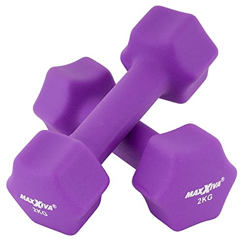 MAXXIVA Hantelset Neopren Kurzhanteln 2 x 2.0 kg Fitnesshanteln Krafttraining Workout Homegym