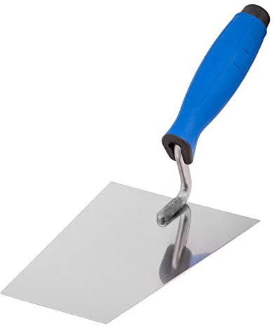 Mivos Edelstahl Trapez Maurerkelle 180 x 80 mm - Rostfreie Trapezkelle 180 mm mit Gummigriff - Stuckateur Kelle für Mauerwerk - Trapez Putzkelle Made in EU