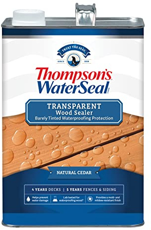 Thompson’s WaterSeal Transparent Waterproofing Wood Stain and Sealer, Natural Cedar, 1 Gallon