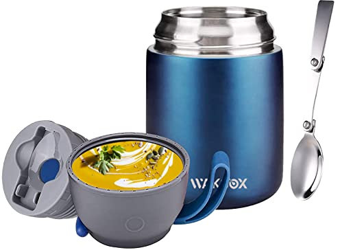 WAKSOX Termo para Comida Food Thermy 530ml,730ml,750ml Taza Aislada, Botella de Acero Inoxidable Aislada para Alimentos, Beber y sopa de los niños de adultos A prueba de fugas Térmico