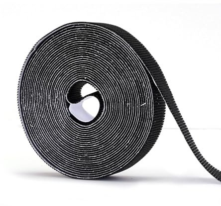 Risareyi Haken Klettband Hakenband, für Fliegengitter Balkontür | Schwarz Klebeband, 2 cm Breit / 6 m Lang, einfaches Entfernen, für Glatte und Ebene Oberflächen