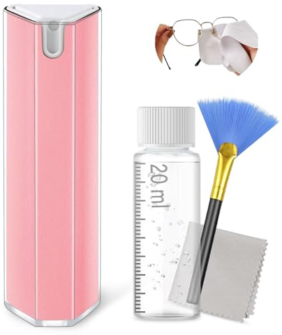 Skärmrengörare med vätska 18 ml och 20 ml påfyllning – allt i ett skärmrengöringsspray – dispay rengöring bil för LED, TFT, plasma och mycket mer. Rosa