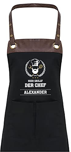 TASSENPALAST Premium Grill-Schürze mit Spruch personalisierbar mit Wunschnamen - Lustiger Spruch/Sprüche Grillschürze Lustig - Unisize
