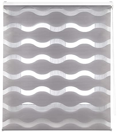 Decorblind | Estor Enrollable Doble Capa Noche y Día Instalación Pared o Techo, Medida Estor: 120x180 Ancho x Largo/Medida Tela Estor: 117x175 – Estor Color Plata, Estor Ventanas
